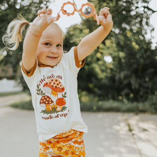 Kids Retro Graphic Tee with Mushrooms