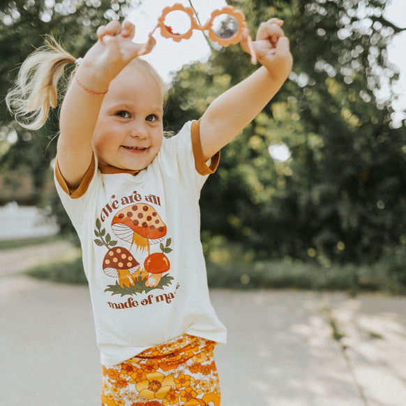 Kids Retro Graphic Tee with Mushrooms