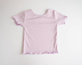 Solid Color Ribbed T-Shirts for Girls purple