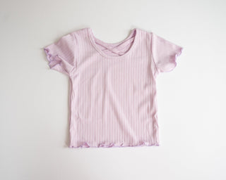 Solid Color Ribbed T-Shirts for Girls purple