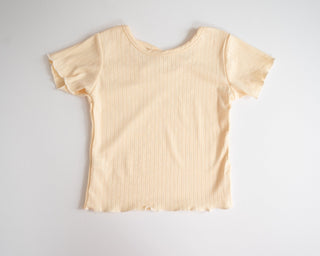 Solid Color Ribbed T-Shirts for Girls beige