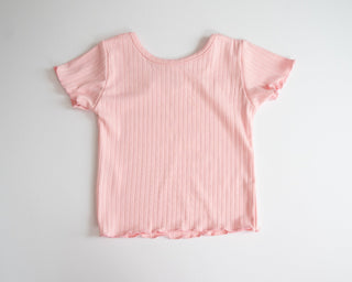 Solid Color Ribbed T-Shirts for Girls pink