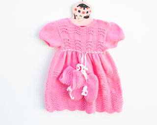 Vintage Handmade knit Dress with Matching Booties