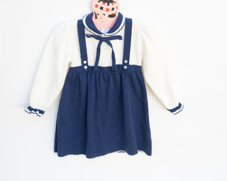 Vintage Knit Pinafore Dress for Toddler Girls 