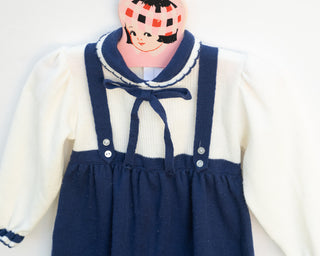 Vintage Knit Pinafore Dress for Toddler Girls 