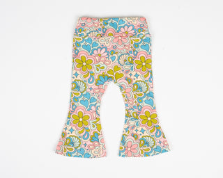 Blue Psychedelic 60s Girls Bell Bottoms Leggings