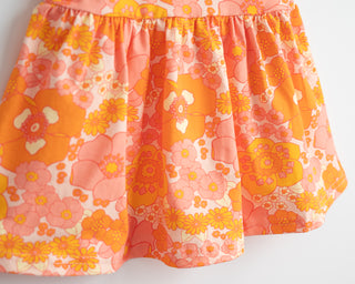 Girls' Mod Collar Dress in Orange and Pink Flower Power