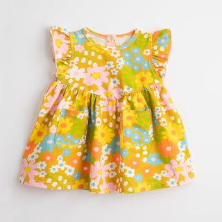 Girls' Flutter Dress in Sixties Wild Blooms