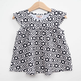 Black and White Groovy Girls Top for Babies, Toddlers and Girls - Strawberry Jam Kids