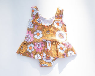 Boho Flower Power One Piece Swimsuit for Baby, Toddler and Girls - Strawberry Jam Kids