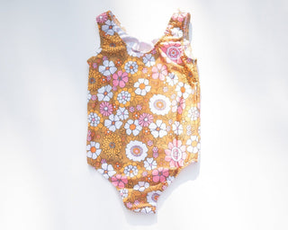 Boho Flower Power One Piece Swimsuit for Baby, Toddler and Girls - Strawberry Jam Kids