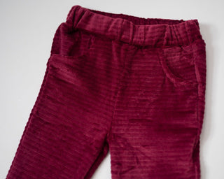 Burgundy Velour Corduroy Bell Bottoms for Babies, Toddlers and Girls - Strawberry Jam Kids