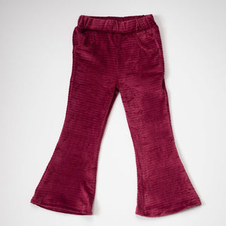 Burgundy Velour Corduroy Bell Bottoms for Babies, Toddlers and Girls - Strawberry Jam Kids