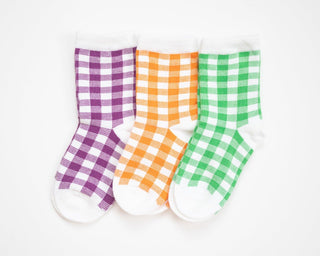 Checkered Sock Sets of 3 in a Variety of Colors for Boys and Girls - Strawberry Jam Kids