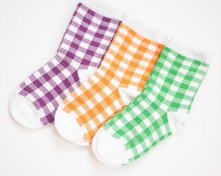 Checkered Sock Sets of 3 in a Variety of Colors for Boys and Girls - Strawberry Jam Kids