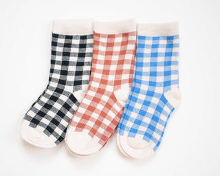 Checkered Sock Sets of 3 in a Variety of Colors for Boys and Girls - Strawberry Jam Kids