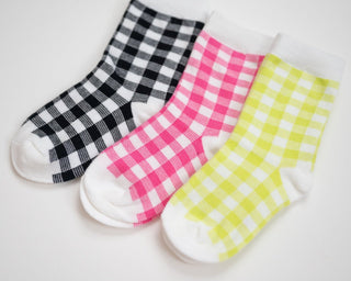 Checkered Sock Sets of 3 in a Variety of Colors for Boys and Girls - Strawberry Jam Kids