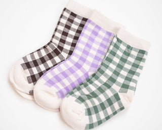 Checkered Sock Sets of 3 in a Variety of Colors for Boys and Girls - Strawberry Jam Kids