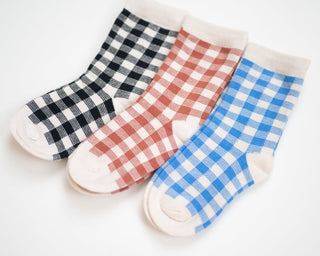 Checkered Sock Sets of 3 in a Variety of Colors for Boys and Girls - Strawberry Jam Kids