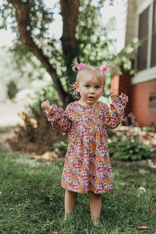 Fall Floral Long Sleeve Baby Toddler Girl Dress - Strawberry Jam Kids