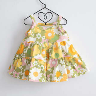 Green 60s Flower Power 18 Inch Doll Dress - Strawberry Jam Kids