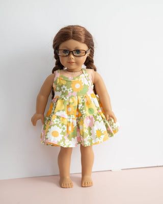 Green 60s Flower Power 18 Inch Doll Dress - Strawberry Jam Kids