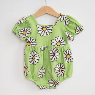 Green Daisy Baby Girl Romper - Strawberry Jam Kids