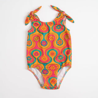 Groovy One Piece Swimsuit for Baby and Toddler Girls - Strawberry Jam Kids